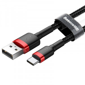 Cablu USB-C Baseus Cafule 3A 1m (rosu-negru) - Img 3