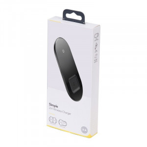 Incarcator wireless Qi 2in1 Baseus Simple 15W pt telefon si Apple Airpods (negru) - Img 6