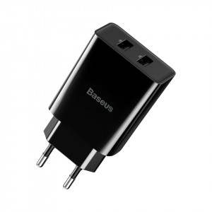 Mini incarcator de retea Baseus Speed 10.5W + cablu USB Lightning 2.4A 1m (negru) - Img 2