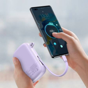 Powerbank Baseus 20000mAh 22.5W cu cablu Type-C, violet - Img 5