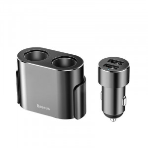 Splitter bricheta cu fir Baseus 2xUSB 3,1A 100W (negru) - Img 1