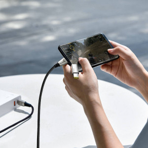 Cablu 2in1 Baseus Flash Series, USB-C la USB-C / cu mufa Lenovo, 100W, 2m (negru) - Img 6