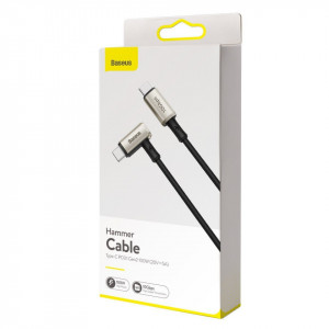 Cablu 90 grade USB-C 3.1 Baseus Hammer, 100W, PD, 4K 1.5m (negru-gri) - Img 6
