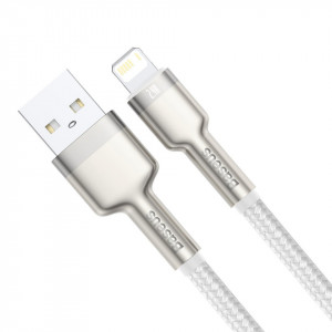 Cablu metalic Lightning Baseus Cafule, 2.4A, 1m (alb) - Img 2