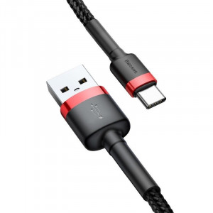 Cablu USB-C Baseus Cafule 3A 1m (rosu-negru) - Img 2