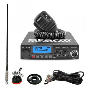 Promotie statie radio CB Storm Matrix + antena CB Sirio T3/27 + adaptor + suport - Img 1