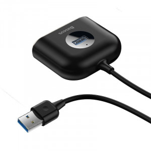 Adaptor USB 4in1 Baseus Square Round, HUB USB 3.0 la 1x USB 3.0 + 3x USB 2.0, 1m (negru) - Img 8