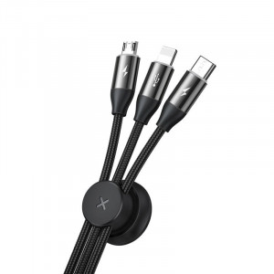Cablu USB 3in1 Baseus Car Co-sharing Micro / USB-C / Lightning, 3.5A 1m (negru) - Img 4