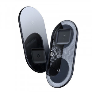 Incarcator wireless Qi 2in1 Baseus Simple 15W pt telefon si Apple Airpods (negru) - Img 4