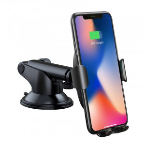 Suport telefon auto gravitational Baseus cu incarcare wireless Qi (negru) - Img 2