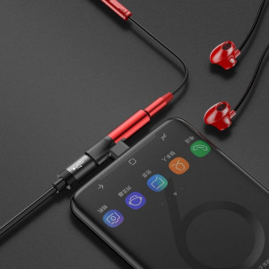 Adaptor Audio Baseus L41 USB-C la Mini Jack 3.5mm + USB-C (rosu) - Img 6