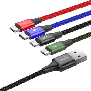 Cablu de date Baseus, 4 în 1 Rapid Series, 2 x MicroUSB / Lightning / USB-C, Multicolor - Img 6