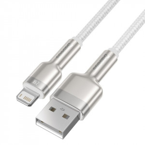 Cablu metalic Lightning Baseus Cafule, 2.4A, 1m (alb) - Img 4