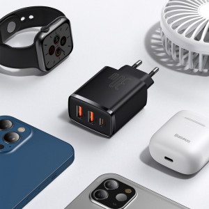 Incarcator Baseus Quick Charger, x2 USB, x1 USB-C, 30W, 3A (negru) - Img 9