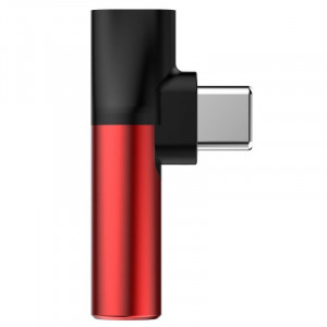 Adaptor Audio Baseus L41 USB-C la Mini Jack 3.5mm + USB-C (rosu) - Img 3