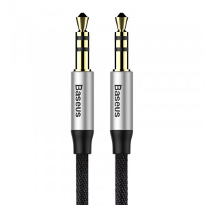 Cablu audio mini jack 3,5mm AUX Baseus Yiven 1m (negru-argintiu) - Img 1