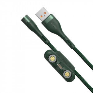 Cablu de date Baseus 3 in 1 magnetic cu incarcare rapida 5A, 1m, Verde - Img 3