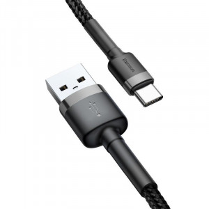 Cablu de date Baseus Cafule cu Incarcare rapida USB/Type C, 3A, 1m (negru/gri) - Img 3