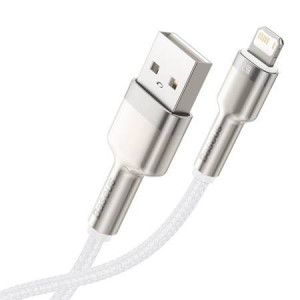 Cablu metalic Lightning Baseus Cafule, 2.4A, 2m (alb) - Img 2