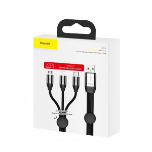 Cablu USB 3in1 Baseus Car Co-sharing Micro / USB-C / Lightning, 3.5A 1m (negru) - Img 6