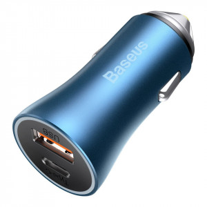Incarcator auto Baseus Golden Contractor Pro, USB+USB-C, QC4.0+, PD, SCP, 40W (albastru) - Img 2