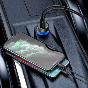 Incarcator auto Baseus Particular Digital Display, USB + USB-C, QC3.0+PD, 5A, 65W (gri) - Img 6