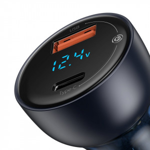 Incarcator auto Baseus Particular Digital Display, USB + USB-C, QC3.0+PD, 5A, 65W (gri) - Img 8