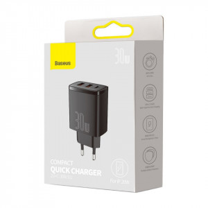 Incarcator Baseus Quick Charger, x2 USB, x1 USB-C, 30W, 3A (negru) - Img 10