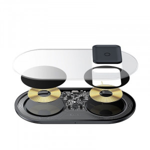 Incarcator wireless Qi 2in1 Baseus Simple 18W pt telefon si Apple Airpods (transparent) - Img 6
