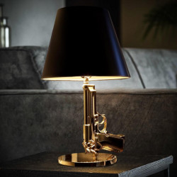 Lampa cu picior auriu in forma de pistol Beretta - Img 1