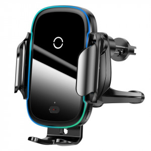 Suport telefon auto Baseus Light Electric Holder cu incarcare wireless Qi (negru) - Img 4