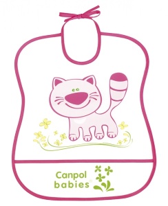 Baveta „Happy Animals“, Canpol babies®, fara BPA, pisica, roz