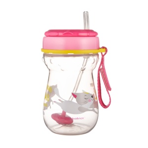 Cana sport cu pai si supapa mobila, Canpol babies®, 350 ml, fara BPA, roz