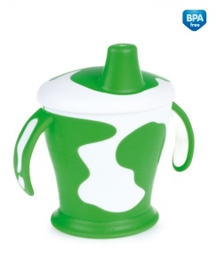 Canita anti-varsare Haberman „Little cow“ 250 ml + lingurita flexibila, 9 luni +