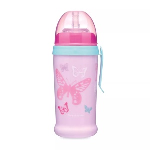 Canita sport „Butterfly“ cu pai, Canpol babies®, fara BPA, 350 ml, roz
