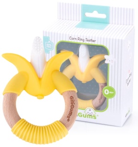 Jucarie pentru dentitie Porumb cu inel de fag, GiliGums®, 0 luni +, galben - Img 3