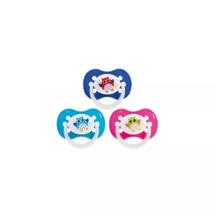 Suzeta „Owls“ cu inel fosforescent si tetina simetrica silicon, Canpol babies®, fara BPA, 6-18 luni, turcoaz