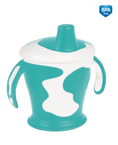 Canita anti-varsare Haberman „Little cow“ 250 ml + lingurita flexibila, 9 luni +