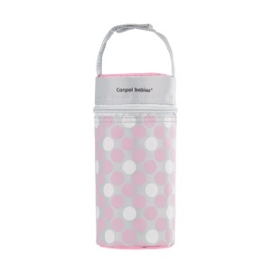 Izolator din material moale pentru biberoane, Canpol babies®, „Retro“, roz