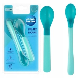 Set 2 lingurite magice cu culori schimbatoare, Canpol babies®, fara BPA VERDE