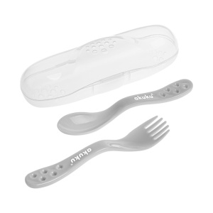 Set lingurita si furculita in cutiuta (gri, cutie transparenta)