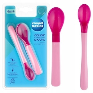 Set 2 lingurite magice cu culori schimbatoare, Canpol babies®, fara BPA ROZ