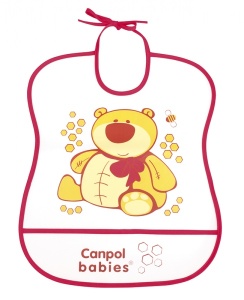 Baveta „Happy Animals“, Canpol babies®, fara BPA, ursulet, rosu
