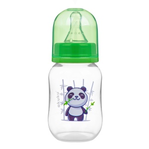 Biberon 125 ml cu gât îngust și tetină din silicon 0luni+
