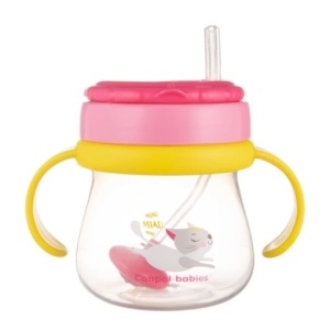 Cana sport cu pai si supapa mobila, Canpol babies®, 250 ml, fara BPA, roz