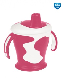 Canita anti-varsare Haberman „Little cow“ 250 ml + lingurita flexibila, 9 luni +