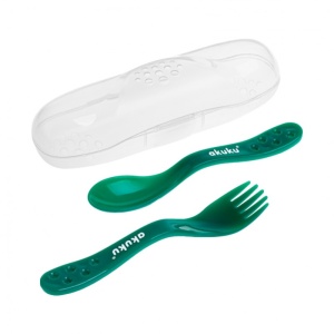 Set lingurita si furculita in cutiuta (verde, cutie transparenta)