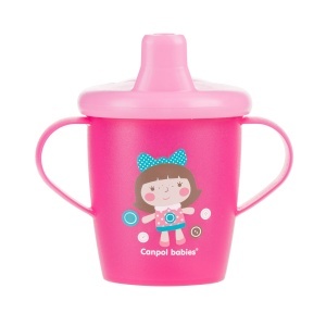 Canita anti-varsare Haberman „Toys“ 250 ml + lingurita flexibila, 9 luni +
