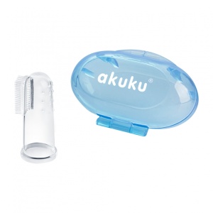 Degetar din silicon pentru masarea gingiilor + cutiuță ALBASTRĂ
