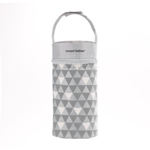 Izolator din material moale pentru biberoane, Canpol babies®, „Retro“, gri